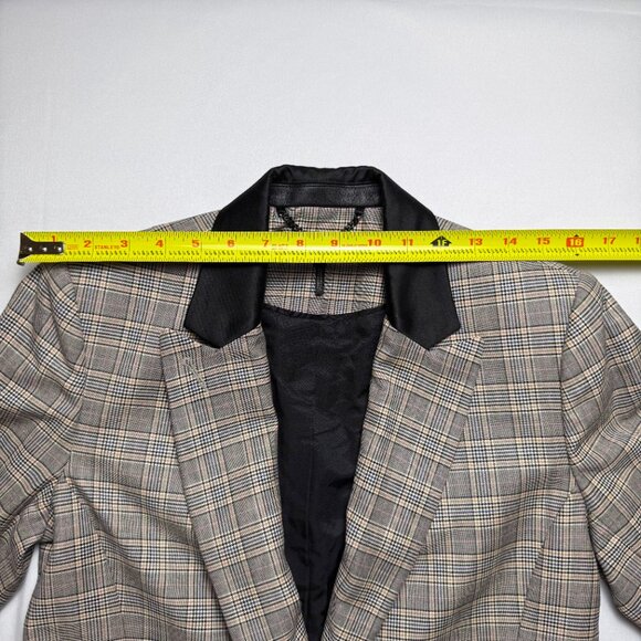 rag & bone | Size 6 | Ridley Plaid Wool Blazer with Leather and Wool Lapel - Picture 7 of 14